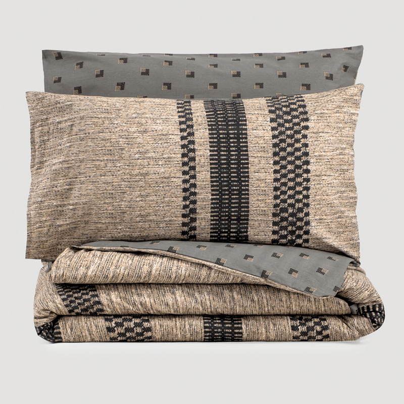 Σετ παπλωματοθήκη Arlo Cotton Box 4 τμχ Διπλή (200x220) χρώμα καφέ - γκρι 3