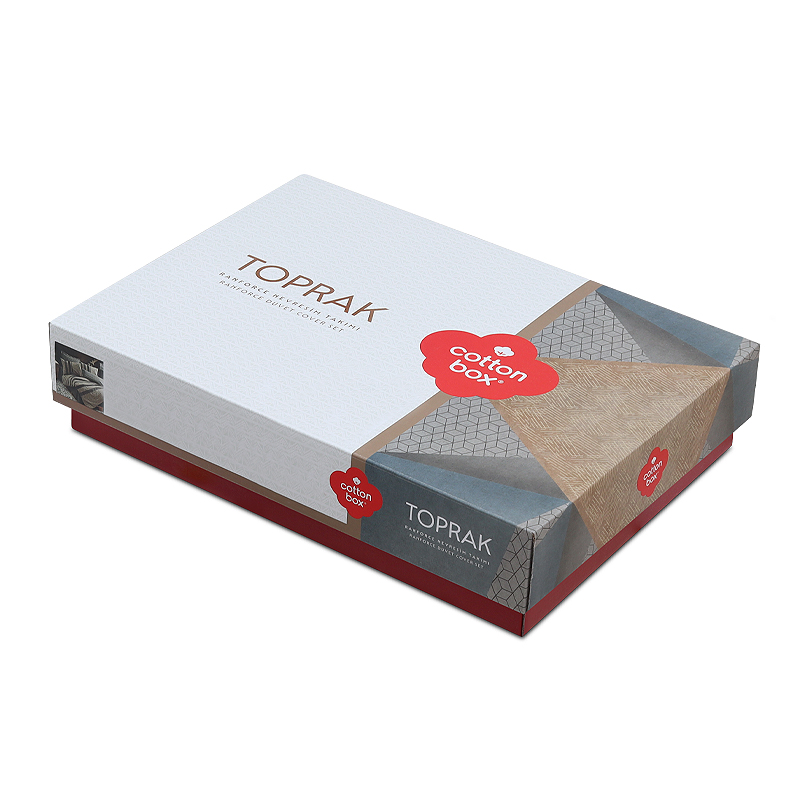 Σετ παπλωματοθήκη Arlo Cotton Box 4 τμχ Διπλή (200x220) χρώμα καφέ - γκρι 4