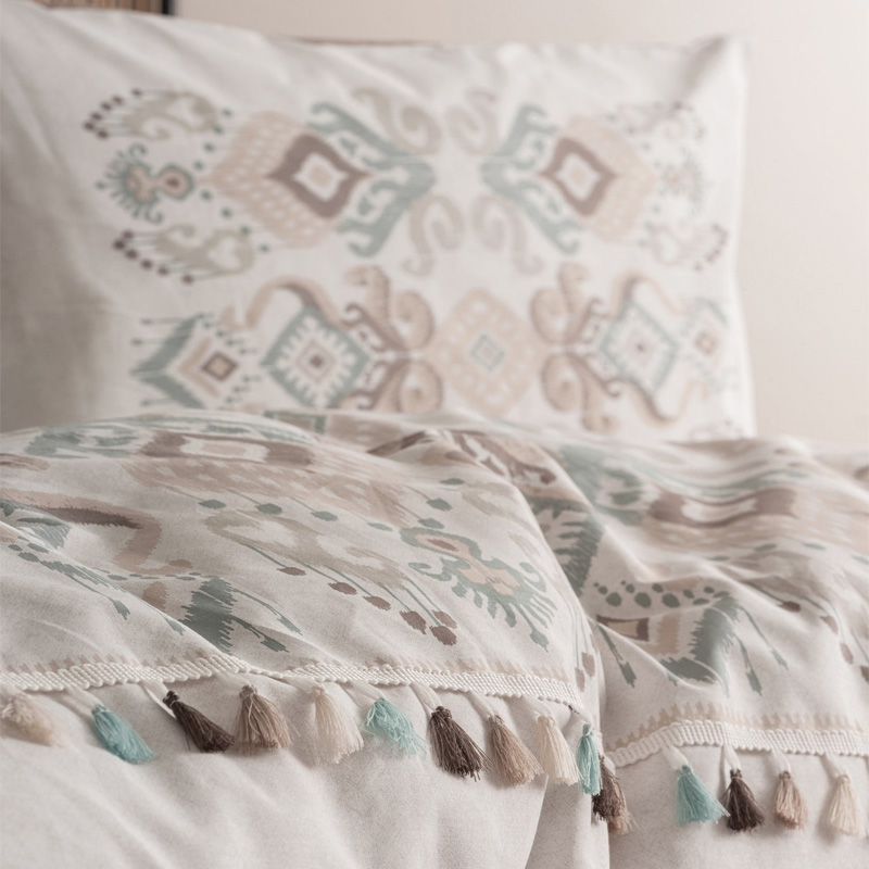 Σετ παπλωματοθήκη Asilo Cotton Box 4 τμχ Διπλή (200x220) χρώμα καφέ - λευκό 2