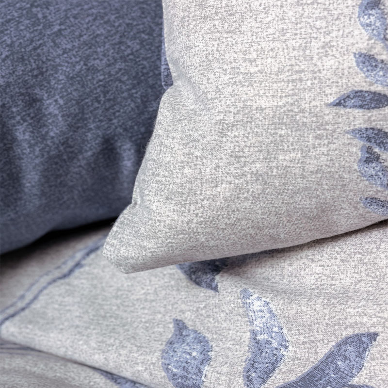 Σετ παπλωματοθήκη Nitsa Cotton Box 3 τμχ Μονή (160x220) χρώμα σκούρο μπλε - γκρι 2
