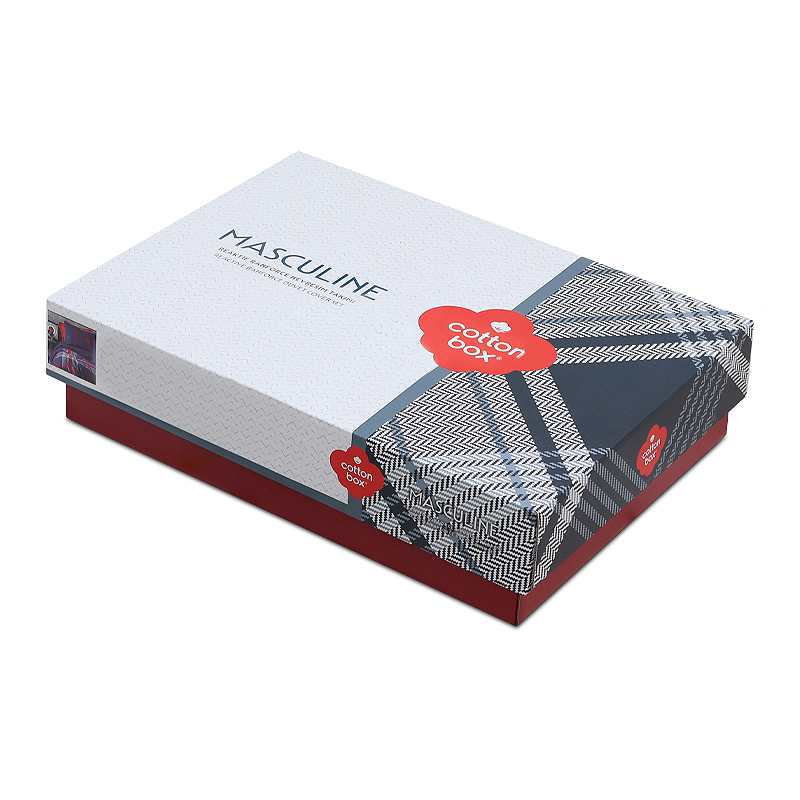 Σετ παπλωματοθήκη Abel Cotton Box 4 τμχ Διπλή (200x220) χρώμα σκούρο μπλε - κόκκινο 4