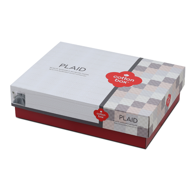 Σετ παπλωματοθήκη Plaid Cotton Box 4 τμχ Διπλή (200x220) χρώμα γκρι 3