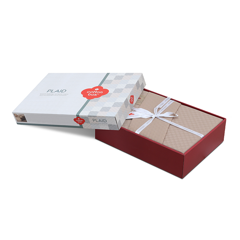 Σετ παπλωματοθήκη Plaid Cotton Box 4 τμχ Διπλή (200x220) χρώμα mink 4