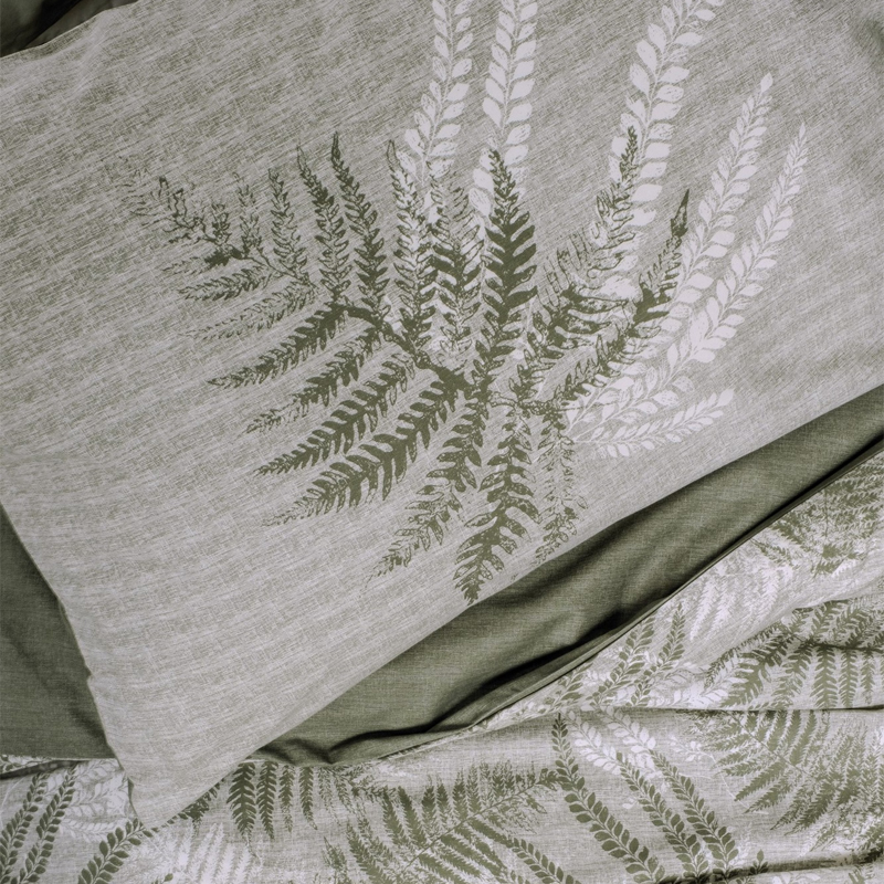 Σετ παπλωματοθήκη Frond Cotton Box 4 τμχ Διπλή (200x220) χρώμα χακί 3