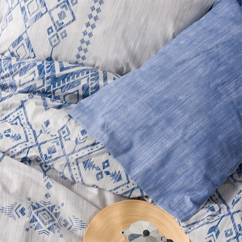 Σετ παπλωματοθήκη Cleo Cotton Box 4 τμχ Διπλή (200x220) χρώμα μπλε 2
