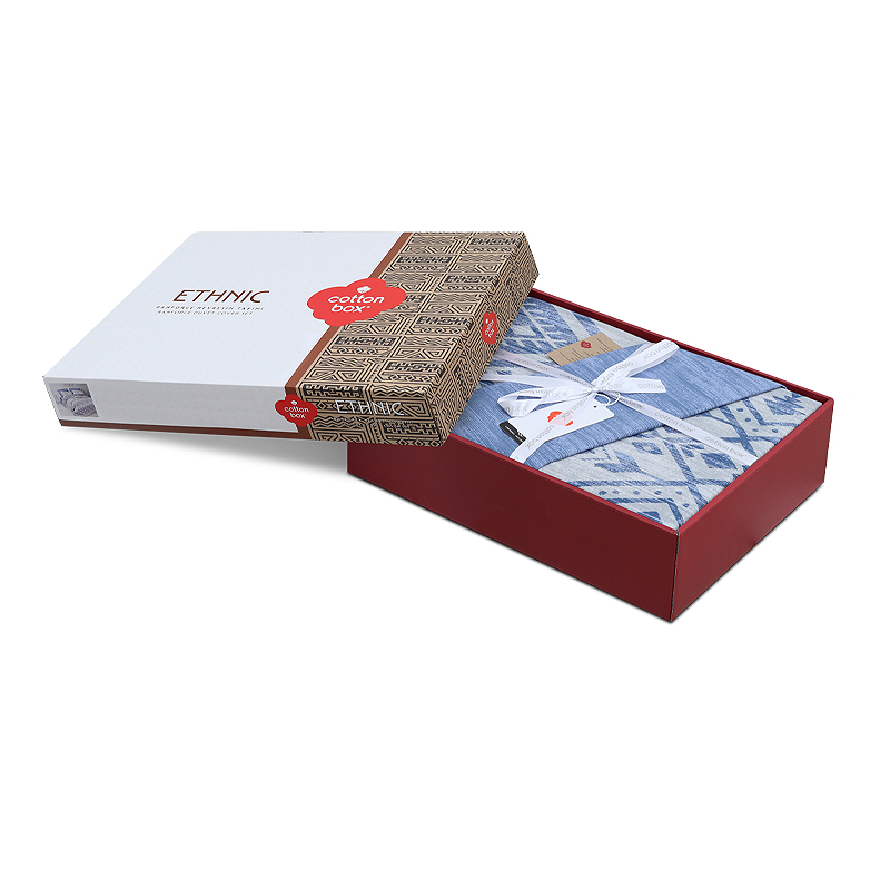 Σετ παπλωματοθήκη Cleo Cotton Box 4 τμχ Διπλή (200x220) χρώμα μπλε 4