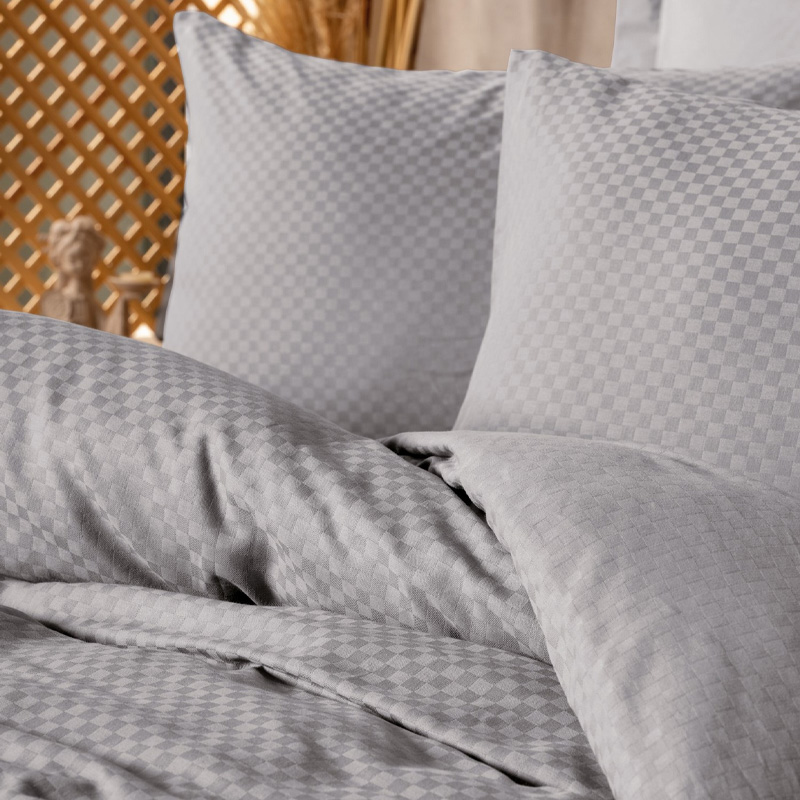 Σετ παπλωματοθήκη Plaid Cotton Box 3 τμχ Μονή (160x220) χρώμα γκρι 2