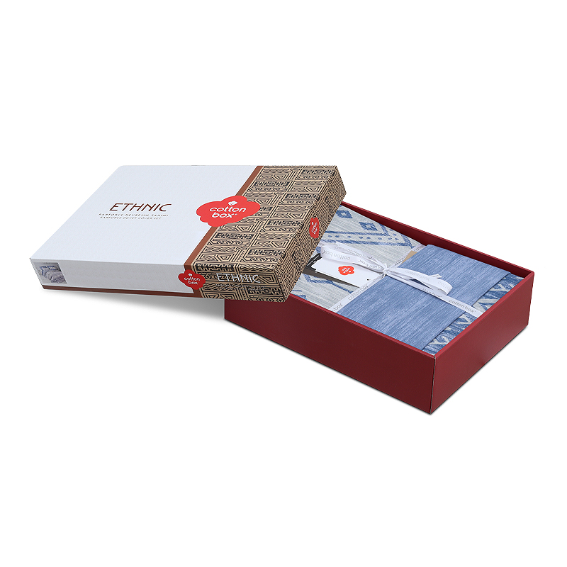 Σετ παπλωματοθήκη Cleo Cotton Box 3 τμχ Μονή (160x220) χρώμα μπλε 4