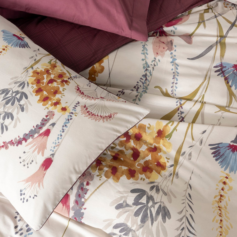 Σετ παπλωματοθήκη Flos Cotton Box 3 τμχ Μονή (160x220) χρώμα μπορντώ 2