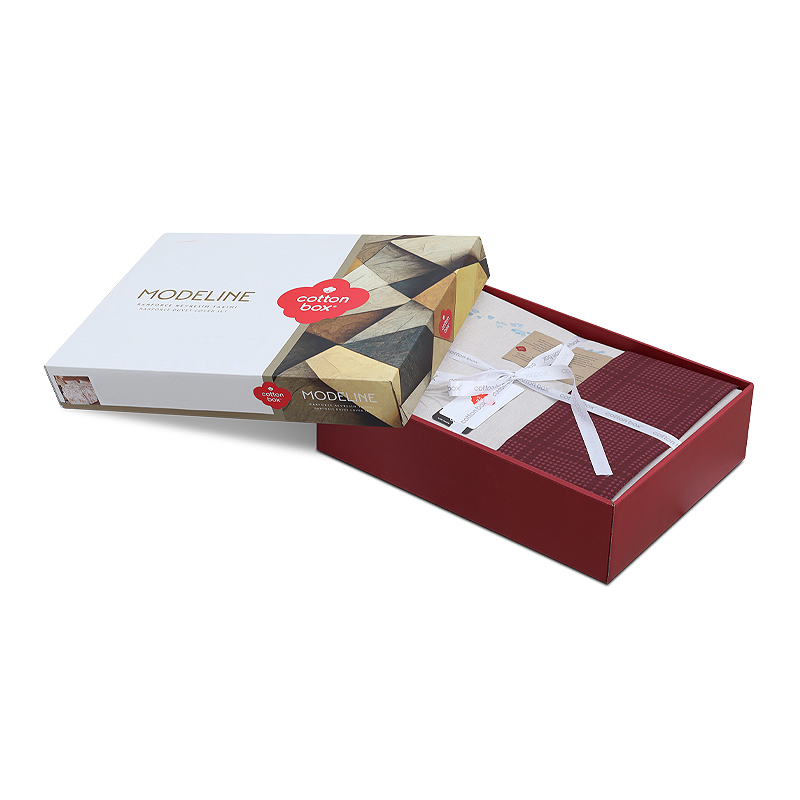 Σετ παπλωματοθήκη Flos Cotton Box 3 τμχ Μονή (160x220) χρώμα μπορντώ 4