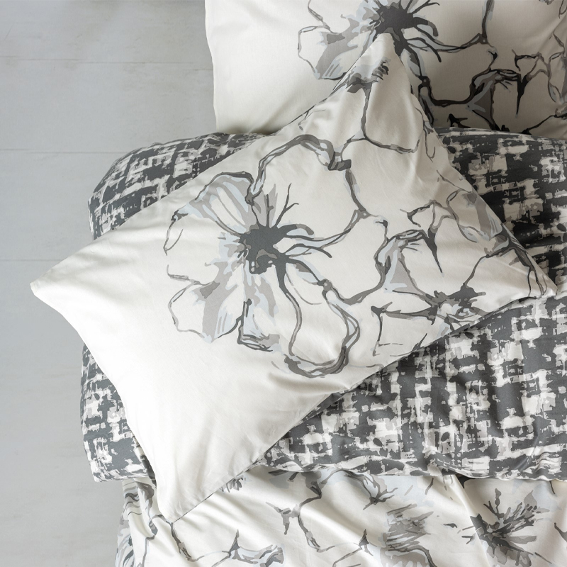 Σετ παπλωματοθήκη Hilaris Cotton Box 4 τμχ Διπλή (200x220) χρώμα ανθρακί 2