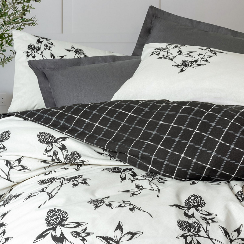 Σετ παπλωματοθήκη Ohia Cotton Box 4 τμχ Διπλή (200x220) χρώμα ανθρακί 2