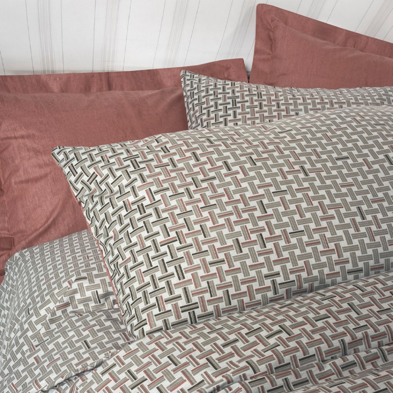 Σετ παπλωματοθήκη Mote Cotton Box 4 τμχ Διπλή (200x220) χρώμα κόκκινο - γκρι 2