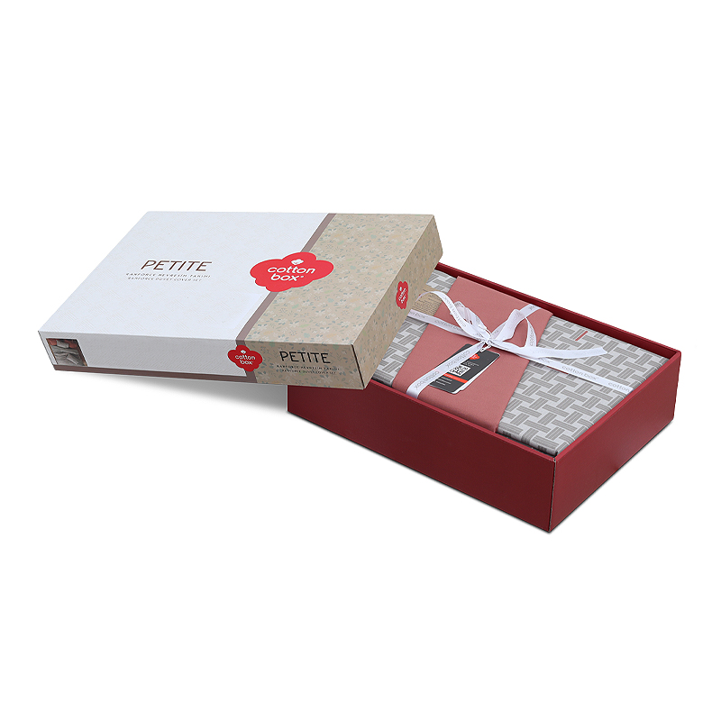 Σετ παπλωματοθήκη Mote Cotton Box 4 τμχ Διπλή (200x220) χρώμα κόκκινο - γκρι 4