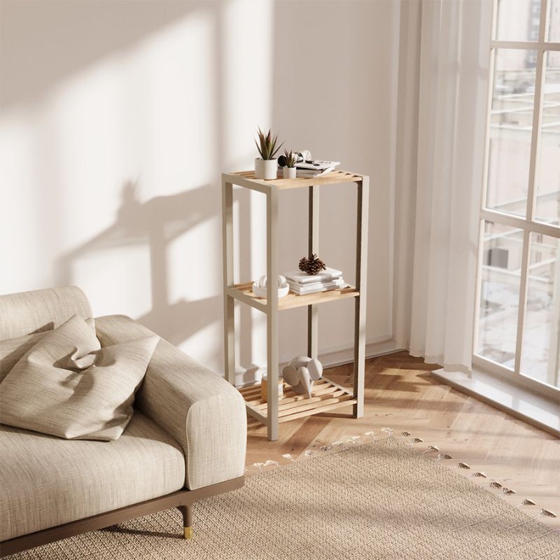 Ραφιέρα δαπέδου - Κομοδίνο ξύλινο - πλαστικό χρώμα φυσικό - μπεζ 4