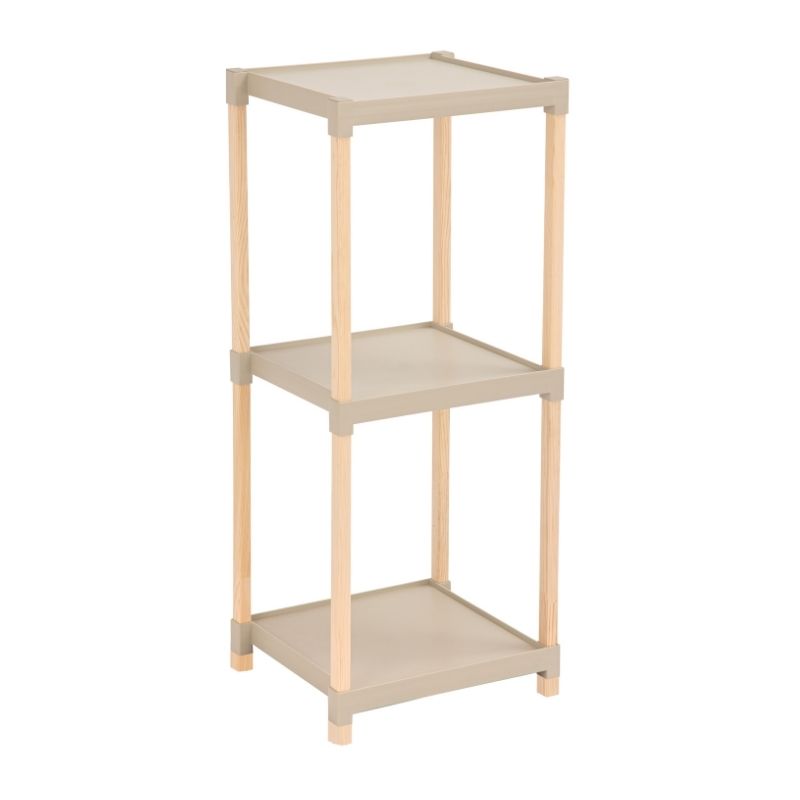 Ραφιέρα δαπέδου πλαστική - ξύλινη χρώμα φυσικό - μπεζ