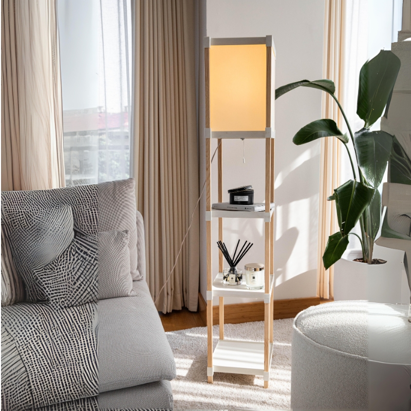 Φωτιστικό δαπέδου ξύλινο - πλαστικό χρώμα μπεζ 2