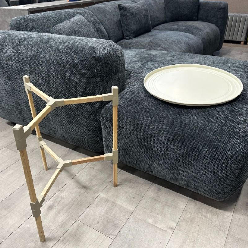 Τραπεζάκι βοηθητικό ξύλινο - πλαστικό χρώμα μπεζ Φ46x53εκ. 2