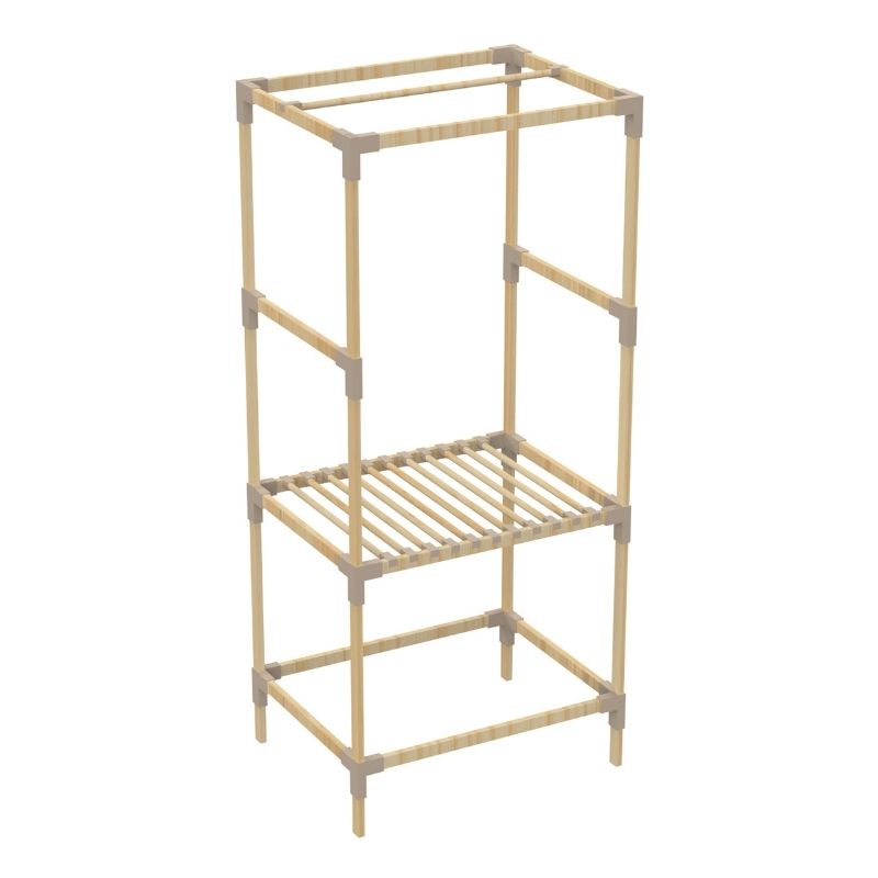 Ντουλάπα ρούχων ανοιχτή - Έπιπλο εισόδου ξύλινο - πλαστικό χρώμα φυσικό - μπεζ 7