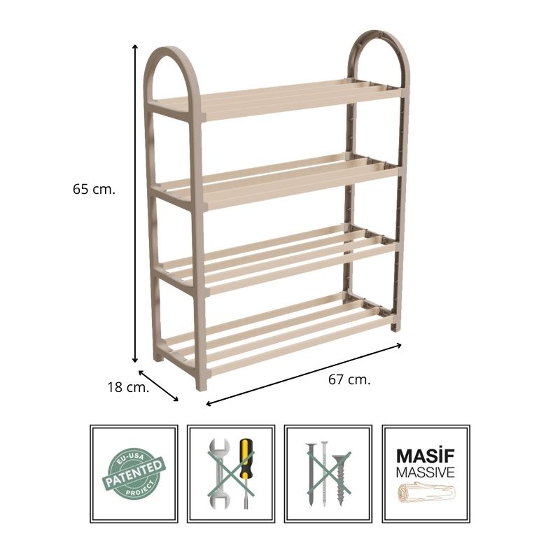Παπουτσοθήκη ξύλινη - πλαστική χρώμα φυσικό - μπεζ 4