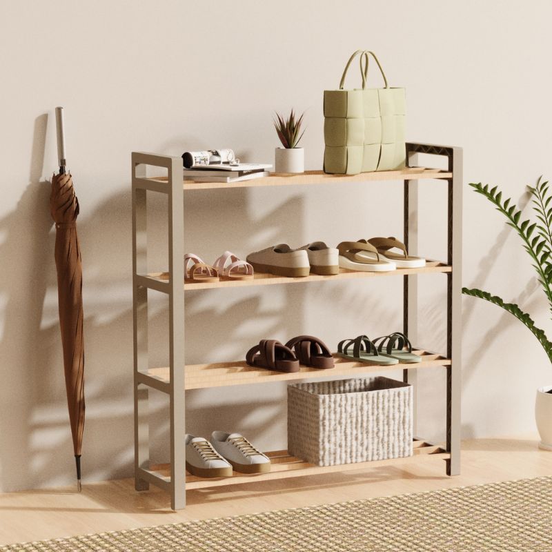 Παπουτσοθήκη ξύλινη - πλαστική χρώμα φυσικό - μπεζ