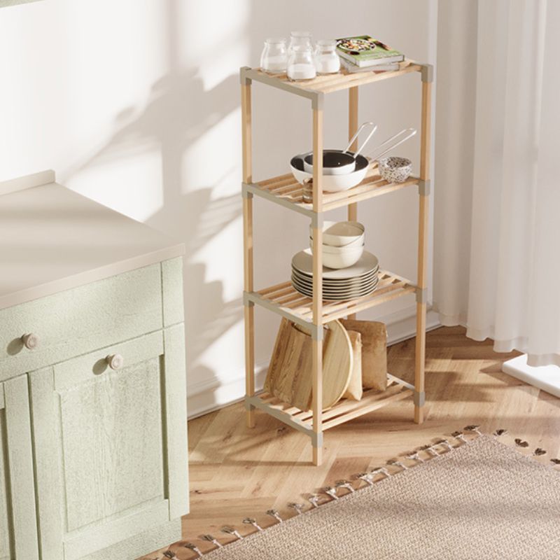 Ραφιέρα δαπέδου ξύλινη - πλαστική χρώμα φυσικό - μπεζ 2