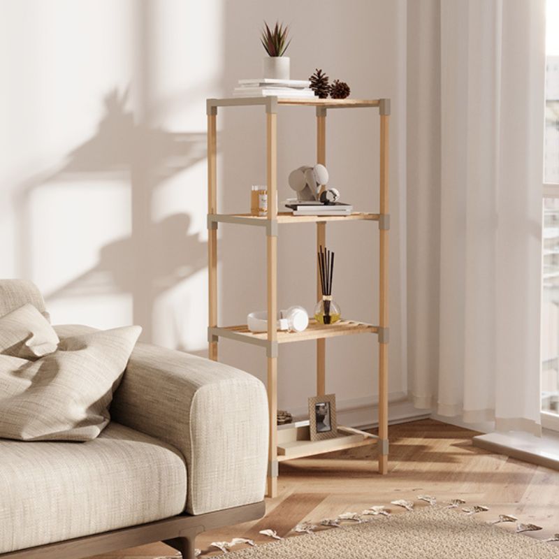 Ραφιέρα δαπέδου ξύλινη - πλαστική χρώμα φυσικό - μπεζ 3