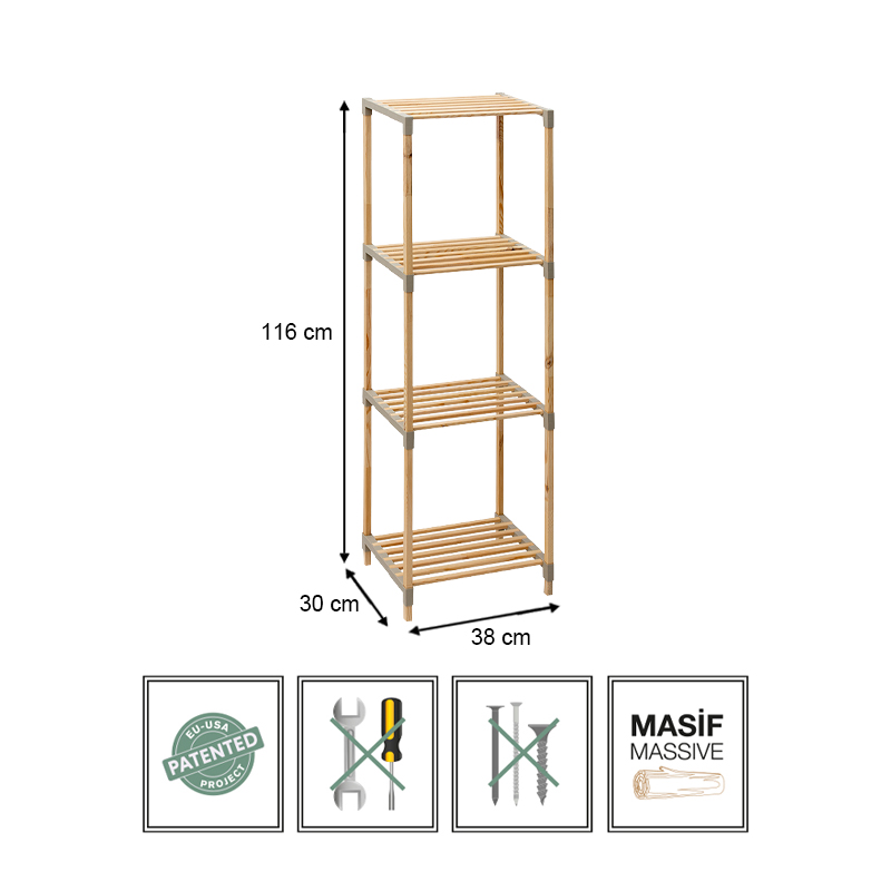 Ραφιέρα δαπέδου ξύλινη - πλαστική χρώμα φυσικό - μπεζ 5