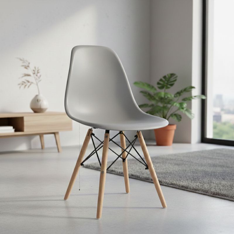 Καρέκλα τραπεζαρίας PP γκρι - ξύλινο φυσικό πόδι 2