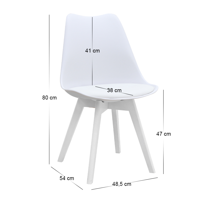 Καρέκλα τραπεζαρίας PP - PU λευκό - ξύλινο λευκό πόδι 11