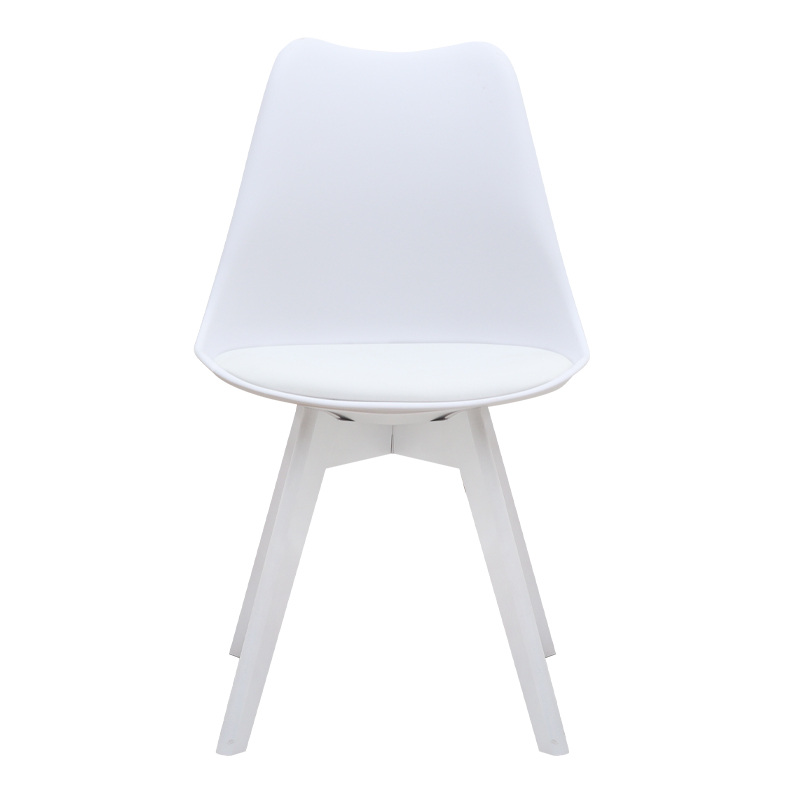 Καρέκλα τραπεζαρίας PP - PU λευκό - ξύλινο λευκό πόδι 5