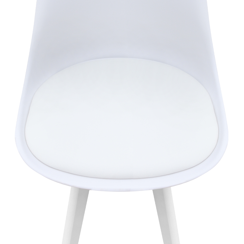 Καρέκλα τραπεζαρίας PP - PU λευκό - ξύλινο λευκό πόδι 8