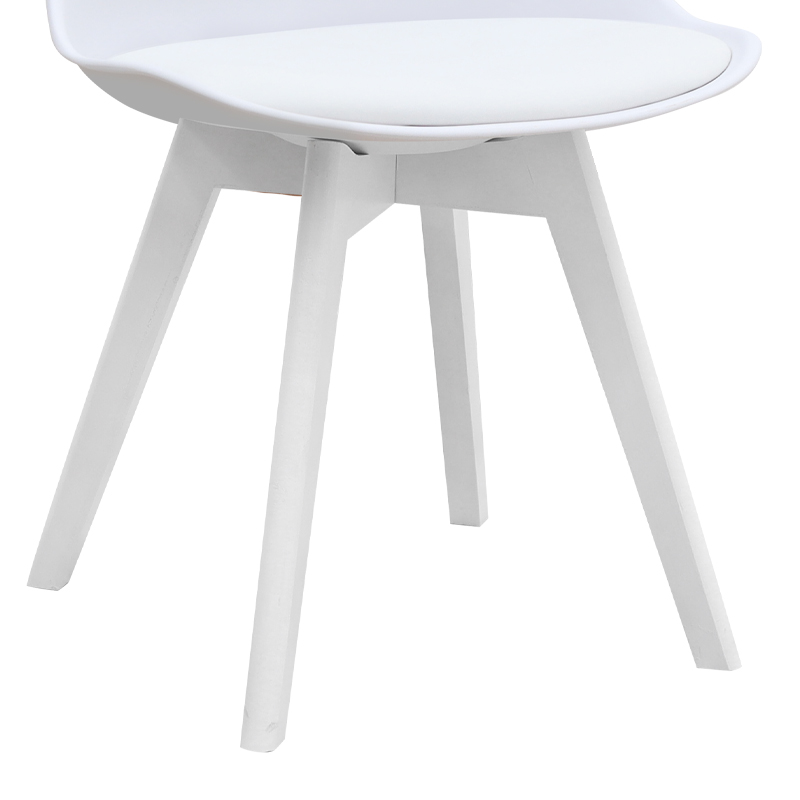 Καρέκλα τραπεζαρίας PP - PU λευκό - ξύλινο λευκό πόδι 10