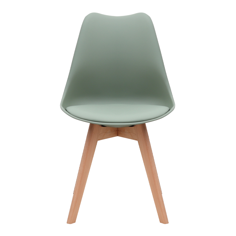 Καρέκλα τραπεζαρίας PP - PU φυστικί - ξύλινο φυσικό πόδι 5