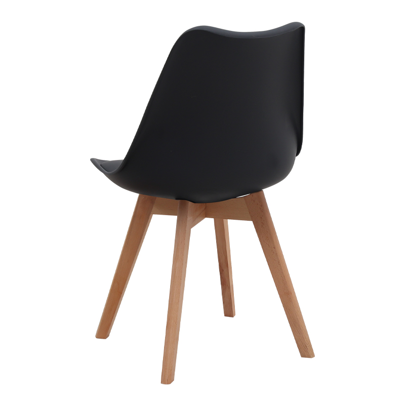 Καρέκλα τραπεζαρίας PP - PU μαύρο - ξύλινο φυσικό πόδι 4