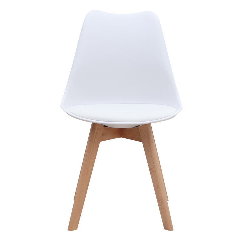 Καρέκλα τραπεζαρίας PP - PU λευκό - ξύλινο φυσικό πόδι 5