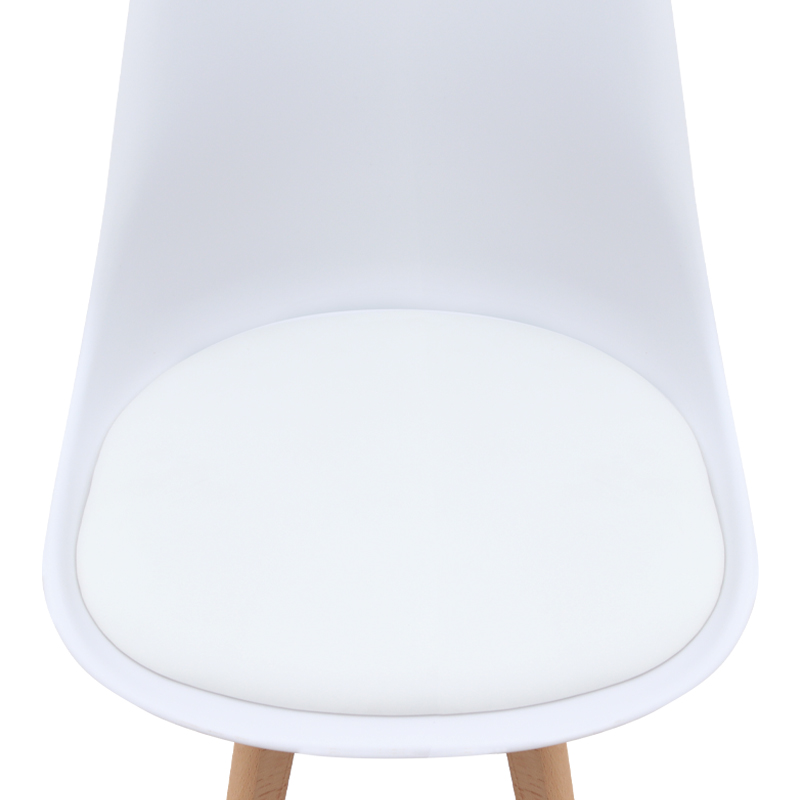 Καρέκλα τραπεζαρίας PP - PU λευκό - ξύλινο φυσικό πόδι 8