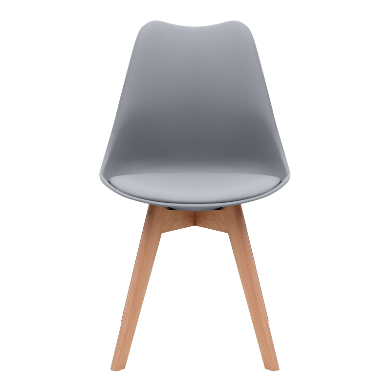 Καρέκλα τραπεζαρίας PP - PU γκρι - ξύλινο φυσικό πόδι 5