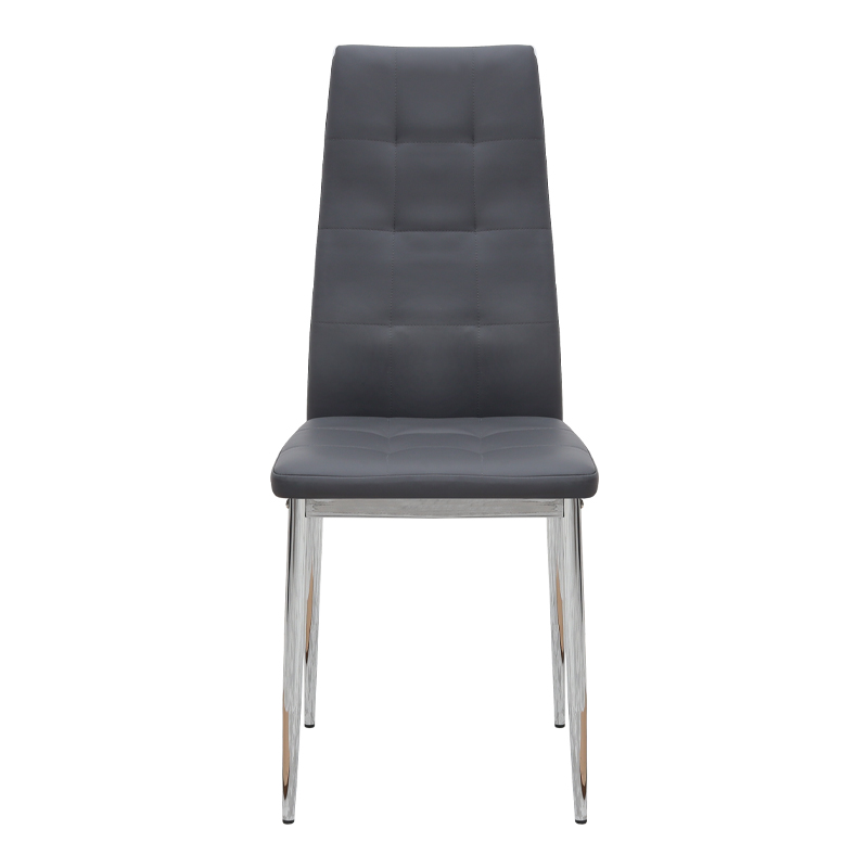 Καρέκλα τραπεζαρίας γκρι PU - μεταλλικό πόδι χρωμίου 4