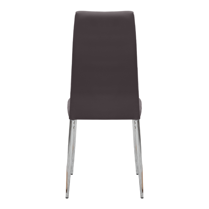 Καρέκλα τραπεζαρίας καφέ PU - μεταλλικό πόδι χρωμίου 6