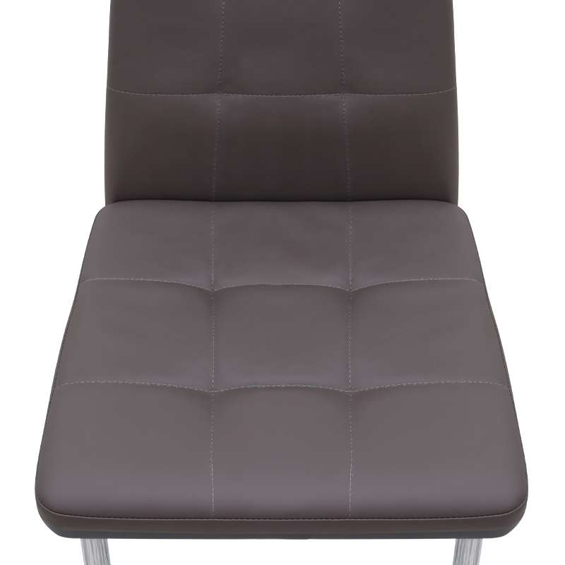 Καρέκλα τραπεζαρίας καφέ PU - μεταλλικό πόδι χρωμίου 7