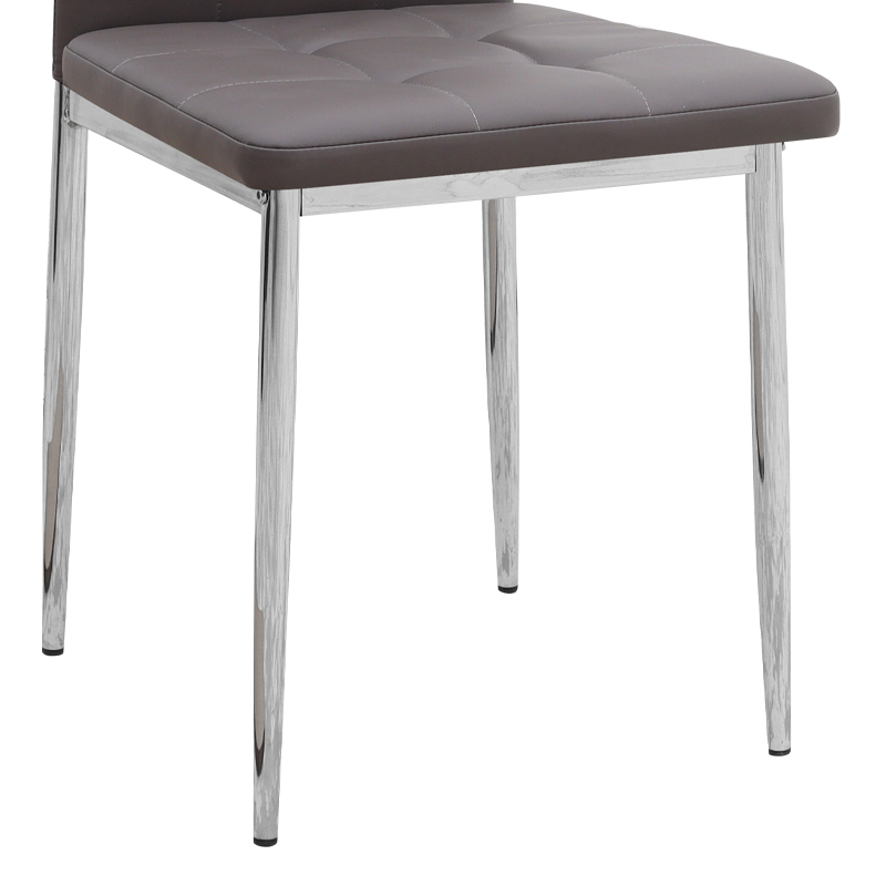 Καρέκλα τραπεζαρίας καφέ PU - μεταλλικό πόδι χρωμίου 9