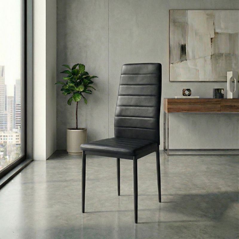 Καρέκλα τραπεζαρίας μαύρο PU - μεταλλικό μαύρο πόδι 2