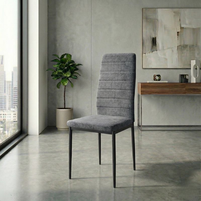 Καρέκλα τραπεζαρίας γκρι ύφασμα - μεταλλικό μαύρο πόδι 2