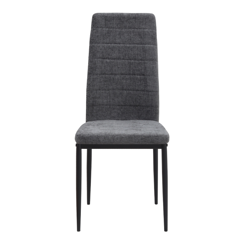 Καρέκλα τραπεζαρίας γκρι ύφασμα - μεταλλικό μαύρο πόδι 4