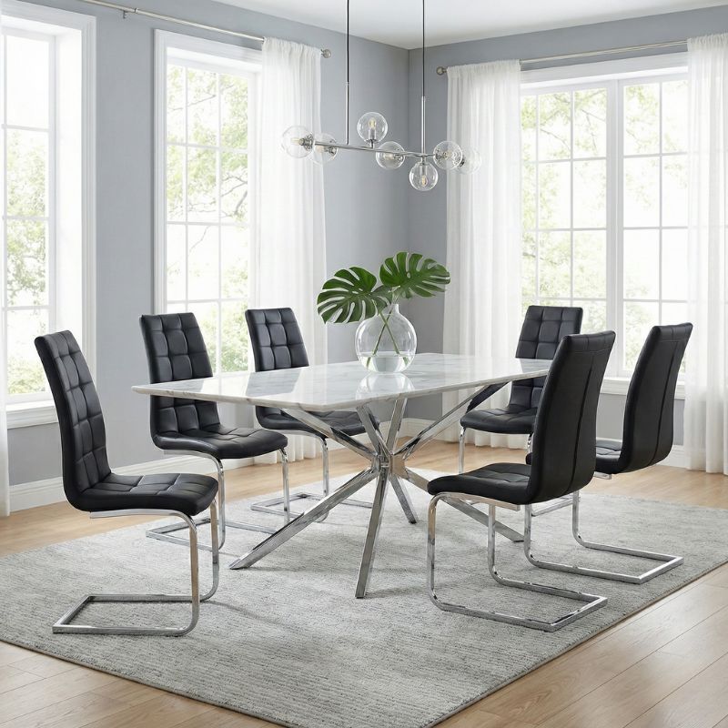 Καρέκλα τραπεζαρίας μαύρο PU - μεταλλική βάση χρωμίου 3