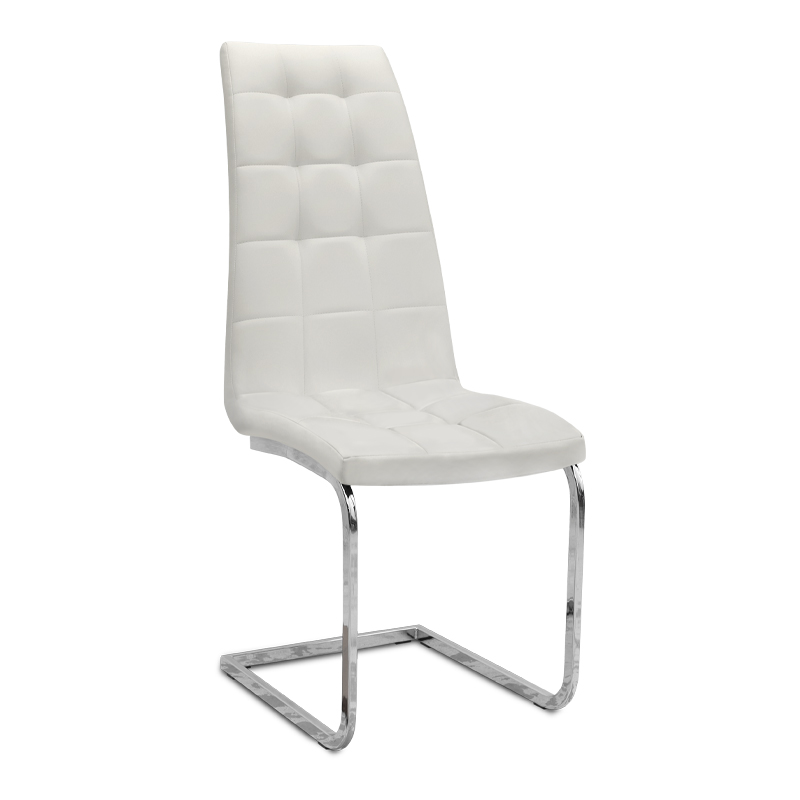 Καρέκλα τραπεζαρίας λευκό PU - μεταλλική βάση χρωμίου