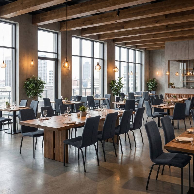 Καρέκλα τραπεζαρίας ανθρακί ύφασμα - μεταλλικό μαύρο πόδι 4