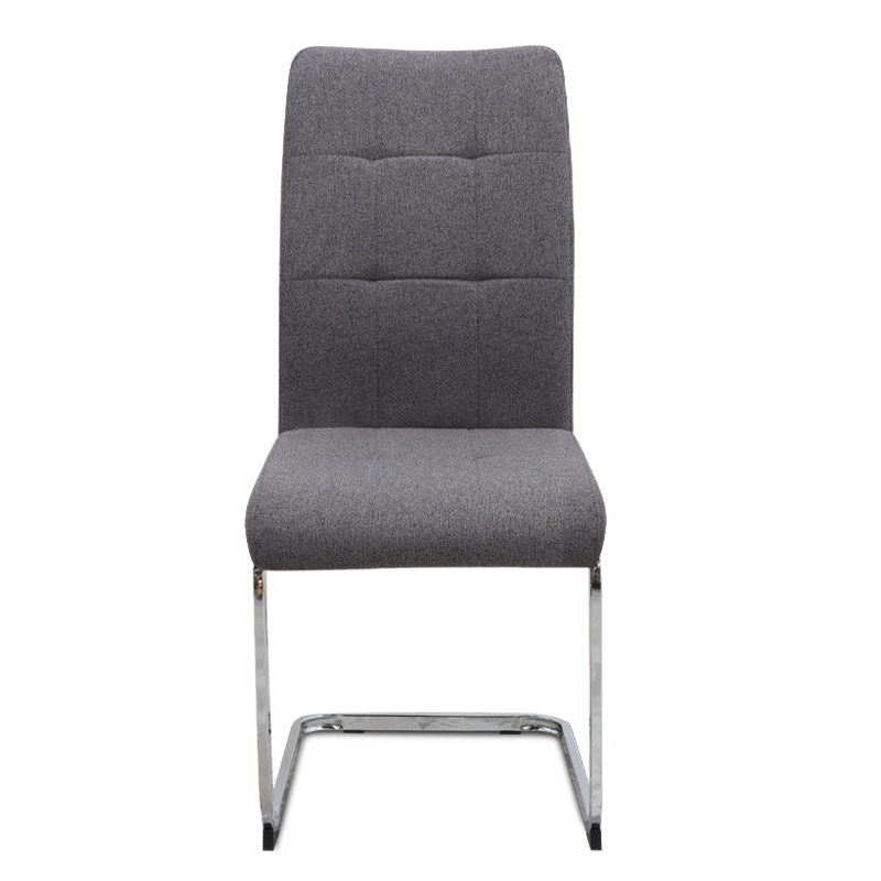 Καρέκλα τραπεζαρίας γκρι ύφασμα - μεταλλική βάση χρωμίου 5