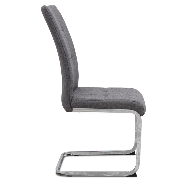 Καρέκλα τραπεζαρίας γκρι ύφασμα - μεταλλική βάση χρωμίου 6